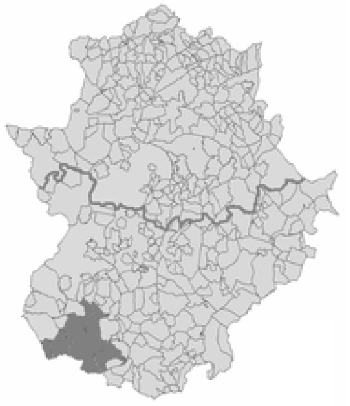 Jerez Caballerosen el Mapa Extremadura