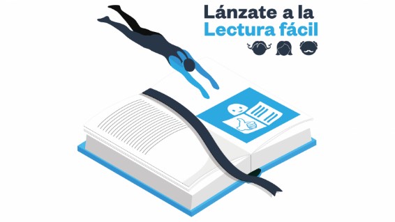 Lánzate a la lectura fácil; Imagen Libro Abierto Nadador Lanzándose